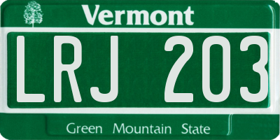 VT license plate LRJ203