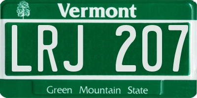 VT license plate LRJ207