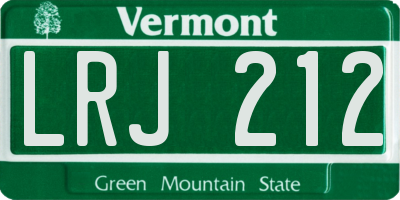 VT license plate LRJ212