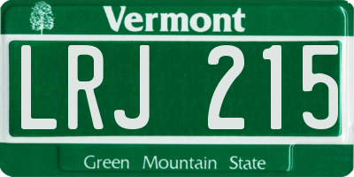 VT license plate LRJ215