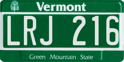 VT license plate LRJ216