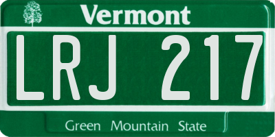 VT license plate LRJ217