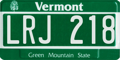 VT license plate LRJ218