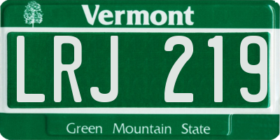 VT license plate LRJ219