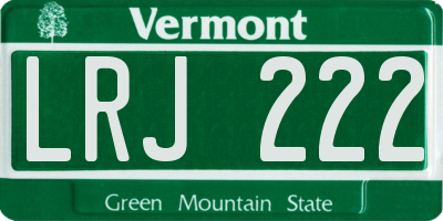 VT license plate LRJ222