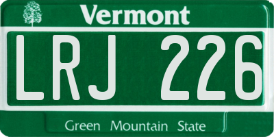 VT license plate LRJ226