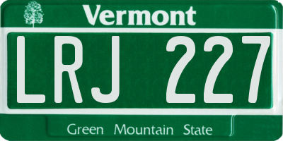 VT license plate LRJ227