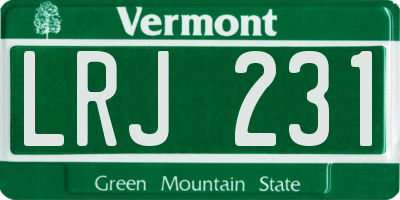 VT license plate LRJ231