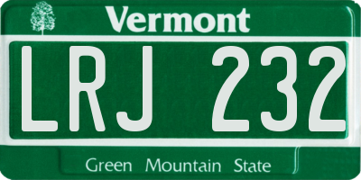 VT license plate LRJ232