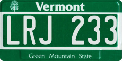 VT license plate LRJ233