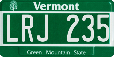 VT license plate LRJ235