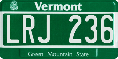 VT license plate LRJ236