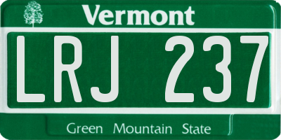 VT license plate LRJ237
