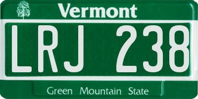 VT license plate LRJ238
