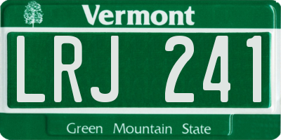 VT license plate LRJ241
