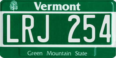 VT license plate LRJ254