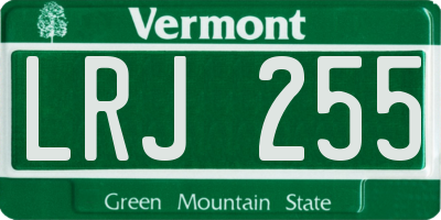 VT license plate LRJ255