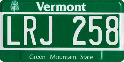VT license plate LRJ258