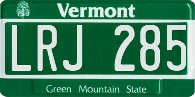 VT license plate LRJ285