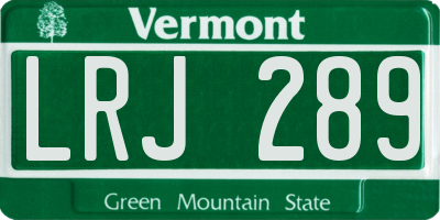 VT license plate LRJ289