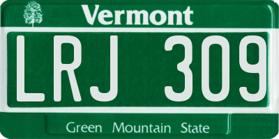 VT license plate LRJ309