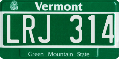 VT license plate LRJ314