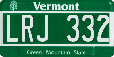 VT license plate LRJ332