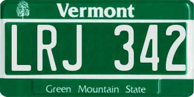 VT license plate LRJ342
