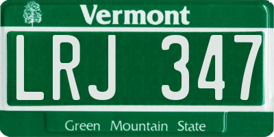 VT license plate LRJ347