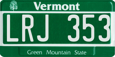 VT license plate LRJ353