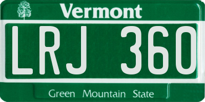 VT license plate LRJ360