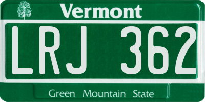 VT license plate LRJ362