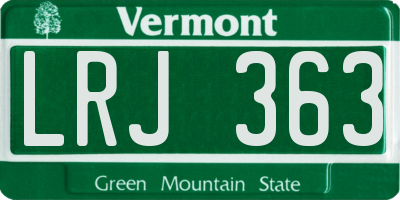 VT license plate LRJ363