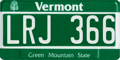 VT license plate LRJ366