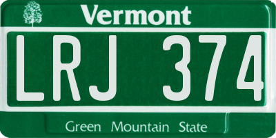 VT license plate LRJ374