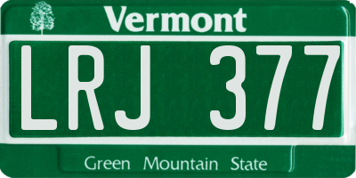 VT license plate LRJ377