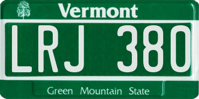 VT license plate LRJ380