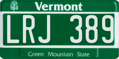 VT license plate LRJ389