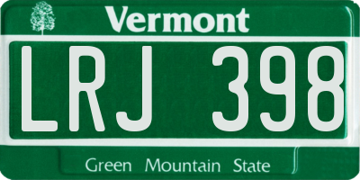 VT license plate LRJ398