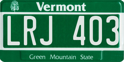 VT license plate LRJ403