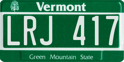 VT license plate LRJ417