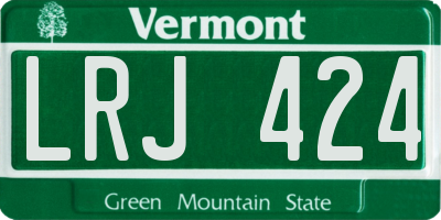 VT license plate LRJ424