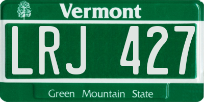 VT license plate LRJ427