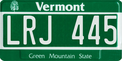 VT license plate LRJ445