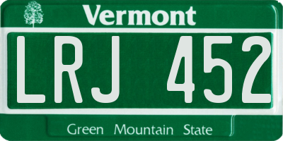 VT license plate LRJ452