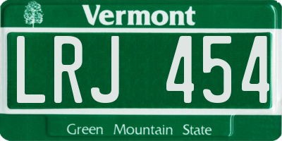 VT license plate LRJ454