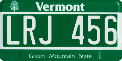 VT license plate LRJ456