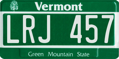VT license plate LRJ457