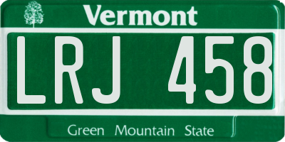 VT license plate LRJ458