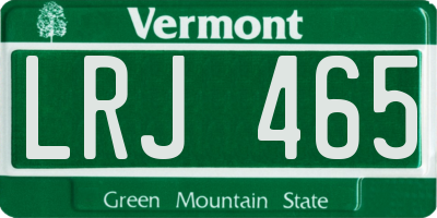 VT license plate LRJ465
